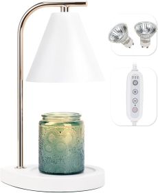 Candle Warmer Lamp with Timer, Dimmable Candle Lamp for Small and Large Jar Candles, Modern Candle Warmer Lamp with 2 Bulbs(White Gold)