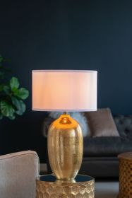 D18x31" Round Aluminum Sheet Gold Table Lamp with White Fabric Shade(Lamp Shade Assembly Required)