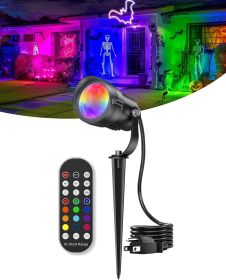 12W Halloween Spotlight Outdoor with Remote Plug Timer Color Changing 120V Landscape Lighting Waterproof Dimmable LED Spot Light for Yard Christm