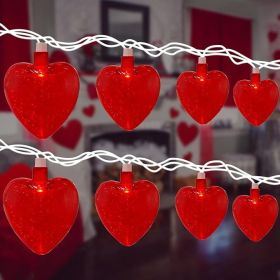 8.5FT Valentine's Day Heart String Lights, Holiday decoration Love String Lights with 10 Waterproof Heart Lights
