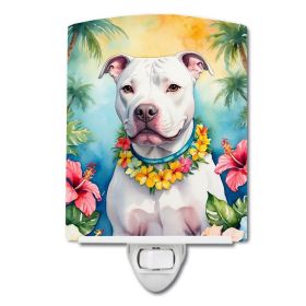 NEW Pit Bull Terrier Luau Ceramic Night Light Compact, UL-Certified, Ideal for Bedroom, Bathroom, Nursery, Hallway, Kitchen, 6x4x3, Multicolor
