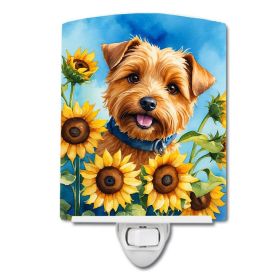NEW Norfolk Terrier in Sunflowers Ceramic Night Light Compact, UL-Certified, Ideal for Bedroom, Bathroom, Nursery, Hallway, Kitchen, 6x4x3, Multi