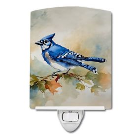 NEW Blue Jay Ceramic Night Light Compact, UL-Certified, Ideal for Bedroom, Bathroom, Nursery, Hallway, Kitchen, 6x4x3, Multicolor