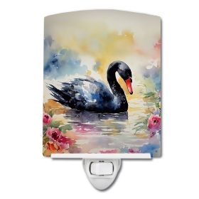 NEW Black Swan Ceramic Night Light Compact, UL-Certified, Ideal for Bedroom, Bathroom, Nursery, Hallway, Kitchen, 6x4x3, Multicolor