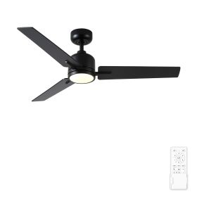 48 in. Integrated LED Farmhouse Indoor/Outdoor Black Smart Ceiling Fan with Remote Control