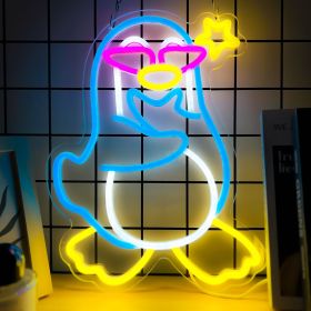 1 pc Funny Penguin Neon Sign for Kids Room Wall Decor,Penguin Led Neon Light Up Sign for Party Bedroom Game Room Decor Kids Gift
