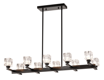 Chandelier For Dining Room, 10-Light Black Farmhouse Linear Pendant Light Fixture, Modern Crystal Hanging Lighting Chandelier For Kitchen Island, (Option: Matte Black)