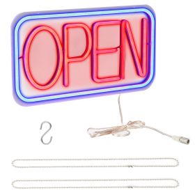 1Pc LED Open Sign 16.5x9.1in Business Neon Open Sign Advertisement Board With 11 Levels Adjustable Brightness (Option: BlueRed)