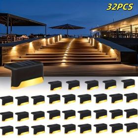 32/16 PCS Solar Deck Lights Outdoor, Solar Step Lights Waterproof Led Solar lights for Outdoor Stairs, Step , Fence, Yard, Patio (Color: Warm light 32PCS)