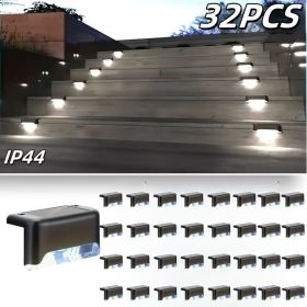 Led Solar Deck Lights 32 Pack Waterproof and Wide Use for Outdoor Stairs Step Fence Railing Yard and Patio Auto On/Off Easy Installation(Warm Whi (Quantity: White light-32PCS)
