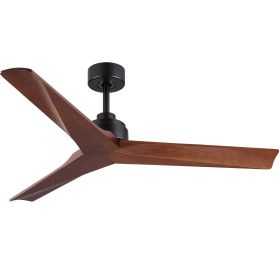 52 in. Integrated LED Farmhouse Indoor/Outdoor Black Smart Ceiling Fan with Remote Control (Material: Metal+Solid wood, Color: Black)
