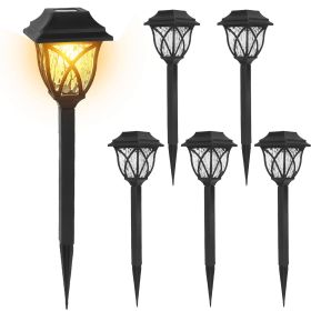 6Pack Solar Powered Stake Light Outdoor Decorative Landscape Lamp IP45 Waterproof Auto On Off Outdoor Light for Pathway Garden Yard Patio (Color: Black, size: One size)