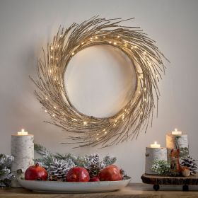 24" LED Lighted Paper Wreath with Timer for Valentine's Day Décor, Warm Lights, Battery Operated (Color: Champagne Lights)