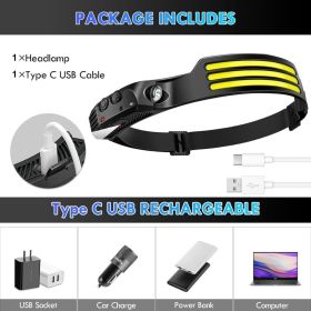 COB -LED Rechargeable Headlamp Headlight Torch Work Light Head Band Lamp 6000K (Option: W12401521)